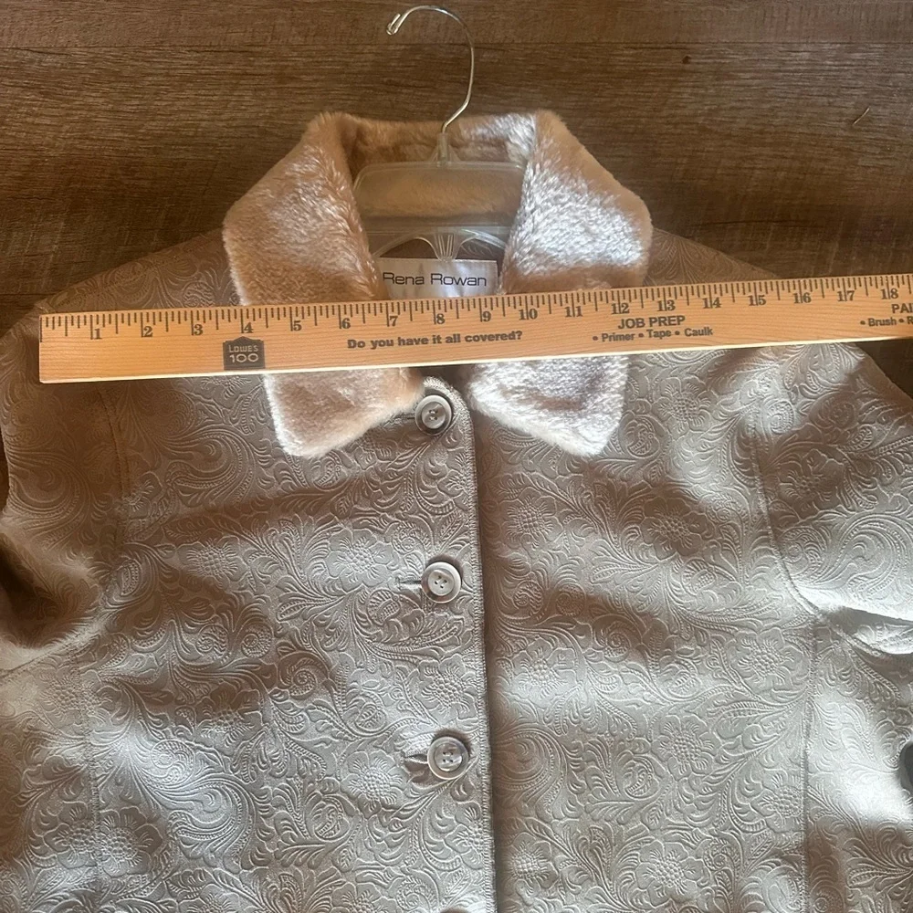 Rena Rowan Beige Teddy Jacket with Faux Fur Collar